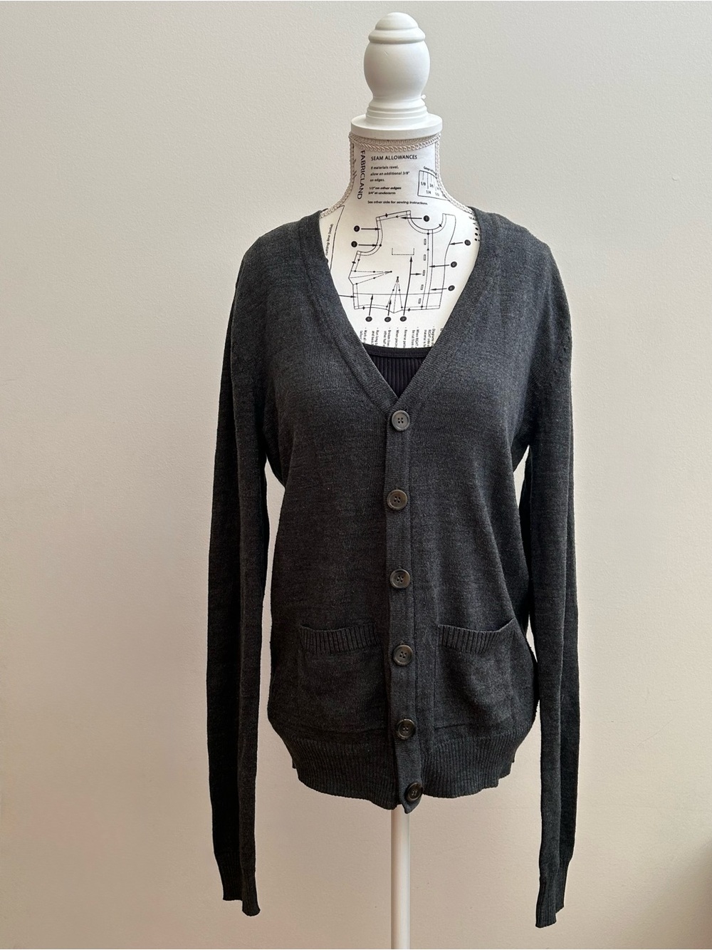 Womenβs Vintage Bluenotes Dark Charcoal Button Front Cardigan Size Small